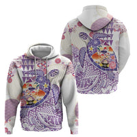 Hawaiian and Japanese Culture Together Hoodie Tropical Honu with Japanese Elements Purple Color