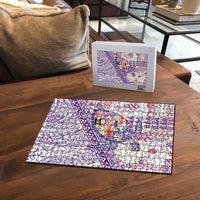 Hawaiian and Japanese Culture Together Puzzle Tropical Honu with Japanese Elements Purple Color LT03 - Polynesian Pride