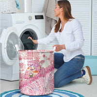 Hawaiian and Japanese Culture Together Laundry Basket Tropical Honu with Japanese Elements Pink Color