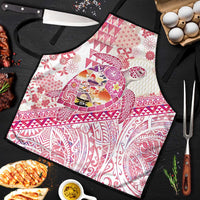 Hawaiian and Japanese Culture Together Apron Tropical Honu with Japanese Elements Pink Color