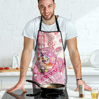 Hawaiian and Japanese Culture Together Apron Tropical Honu with Japanese Elements Pink Color