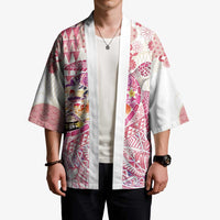 Hawaiian and Japanese Culture Together Kimono Tropical Honu with Japanese Elements Pink Color