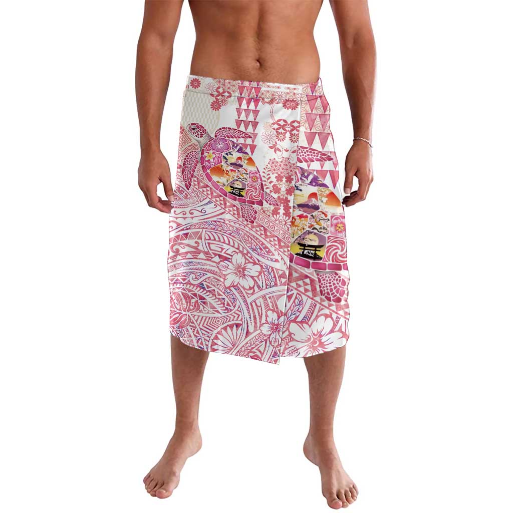 Hawaiian and Japanese Culture Together Lavalava Tropical Honu with Japanese Elements Pink Color