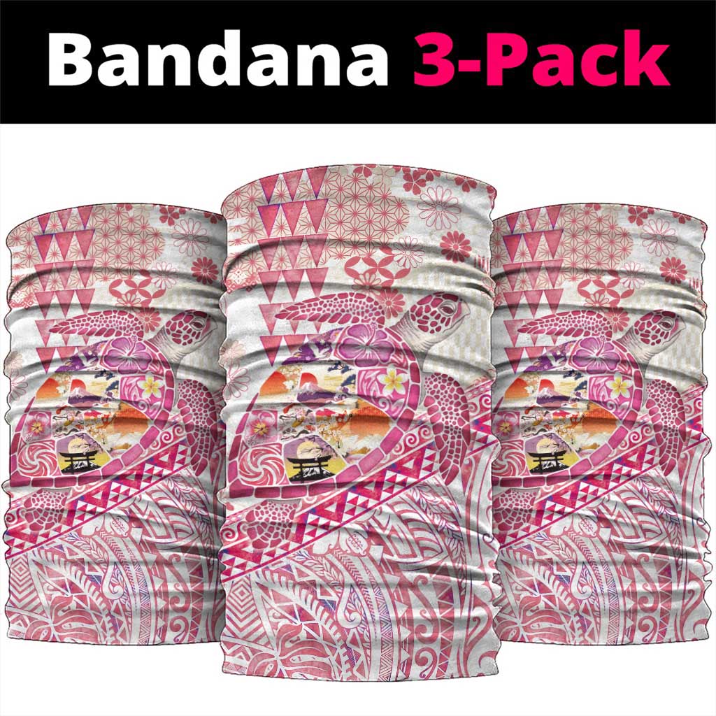 Hawaiian and Japanese Culture Together Neck Gaiter Tropical Honu with Japanese Elements Pink Color LT03 package One Size: 25*50cm Pink - Polynesian Pride