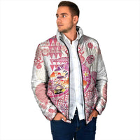 Hawaiian and Japanese Culture Together Padded Jacket Tropical Honu with Japanese Elements Pink Color