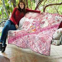 Hawaiian and Japanese Culture Together Quilt Tropical Honu with Japanese Elements Pink Color LT03 - Polynesian Pride