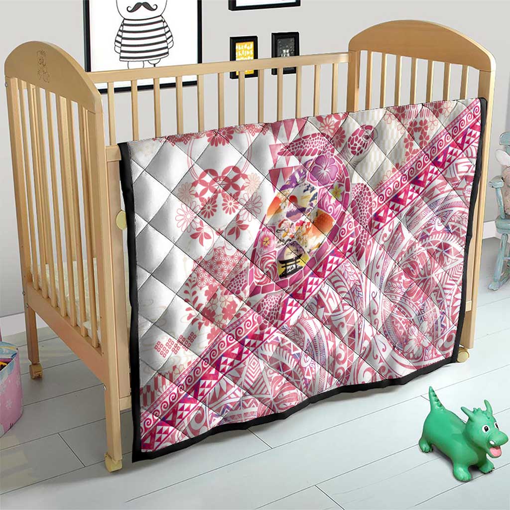 Hawaiian and Japanese Culture Together Quilt Tropical Honu with Japanese Elements Pink Color LT03 - Polynesian Pride