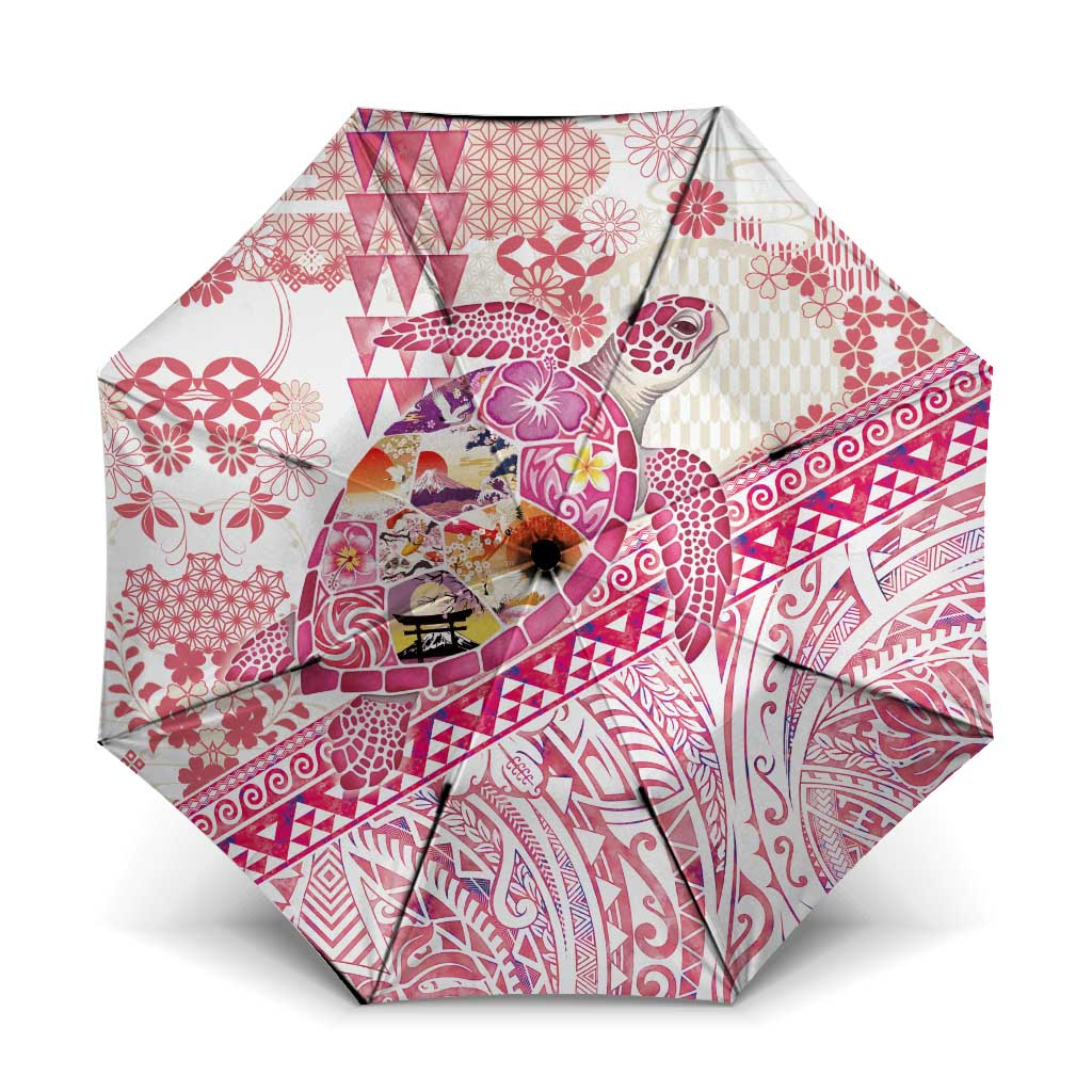 Hawaiian and Japanese Culture Together Umbrella Tropical Honu with Japanese Elements Pink Color LT03 One Size Folded 11.42 inch Opened Diameter 37.4 inch Pink - Polynesian Pride