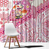 Hawaiian and Japanese Culture Together Window Curtain Tropical Honu with Japanese Elements Pink Color LT03 - Polynesian Pride