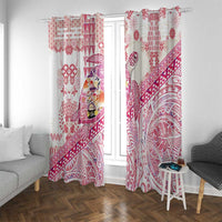 Hawaiian and Japanese Culture Together Window Curtain Tropical Honu with Japanese Elements Pink Color LT03 With Grommets Pink - Polynesian Pride