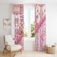 Hawaiian and Japanese Culture Together Window Curtain Tropical Honu with Japanese Elements Pink Color LT03 - Polynesian Pride
