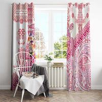 Hawaiian and Japanese Culture Together Window Curtain Tropical Honu with Japanese Elements Pink Color LT03 - Polynesian Pride