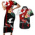 Personalised Tonga Emancipation Day Couples Matching Short Sleeve Bodycon Dress and Hawaiian Shirt Flag Map and Hibiscus Flower Ngatu Pattern LT03 Black - Polynesian Pride