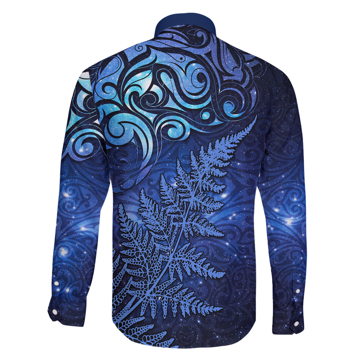 New Zealand Matariki Family Matching Off Shoulder Maxi Dress and Hawaiian Shirt Maori Pattern and Silver Fern LT03 - Polynesian Pride