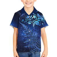 New Zealand Matariki Kid Hawaiian Shirt Maori Pattern and Silver Fern LT03 Kid Blue - Polynesian Pride