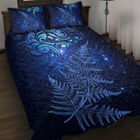 New Zealand Matariki Quilt Bed Set Maori Pattern and Silver Fern LT03 Blue - Polynesian Pride