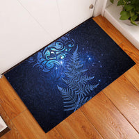New Zealand Matariki Rubber Doormat Maori Pattern and Silver Fern LT03 Blue - Polynesian Pride