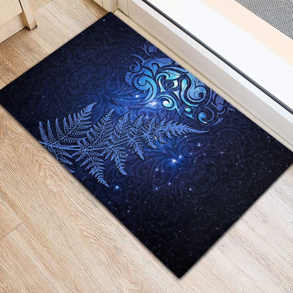 New Zealand Matariki Rubber Doormat Maori Pattern and Silver Fern LT03 - Polynesian Pride