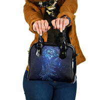 New Zealand Matariki Shoulder Handbag Maori Pattern and Silver Fern LT03 One Size Blue - Polynesian Pride