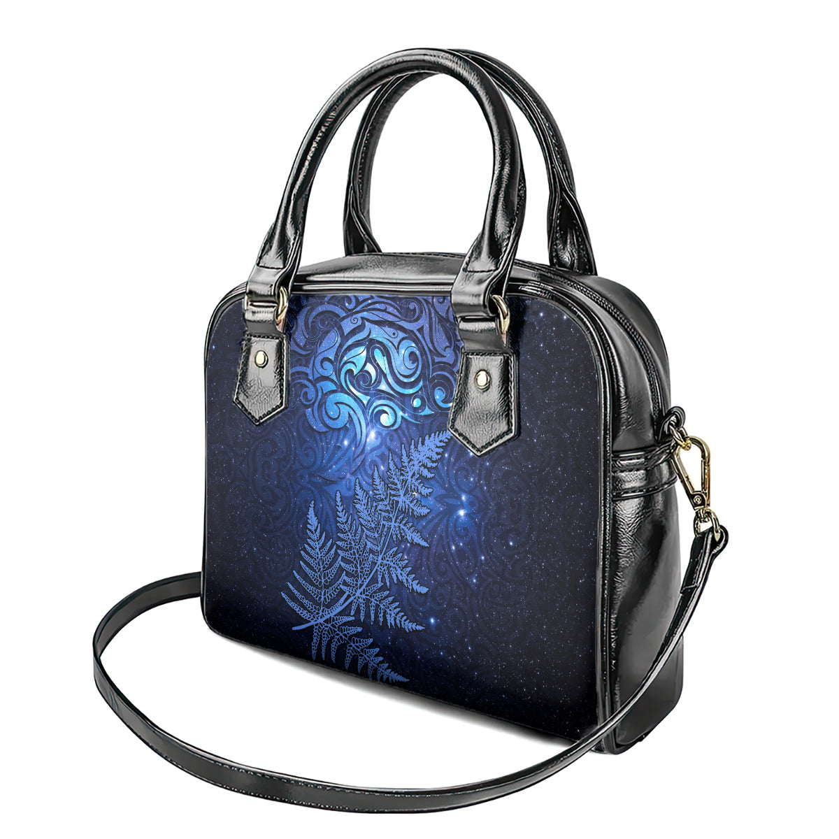 New Zealand Matariki Shoulder Handbag Maori Pattern and Silver Fern LT03 - Polynesian Pride