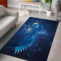 Aotearoa New Zealand New Year Area Rug Tribal Koru Tattoo Blue Galaxy Maori Silver Fern