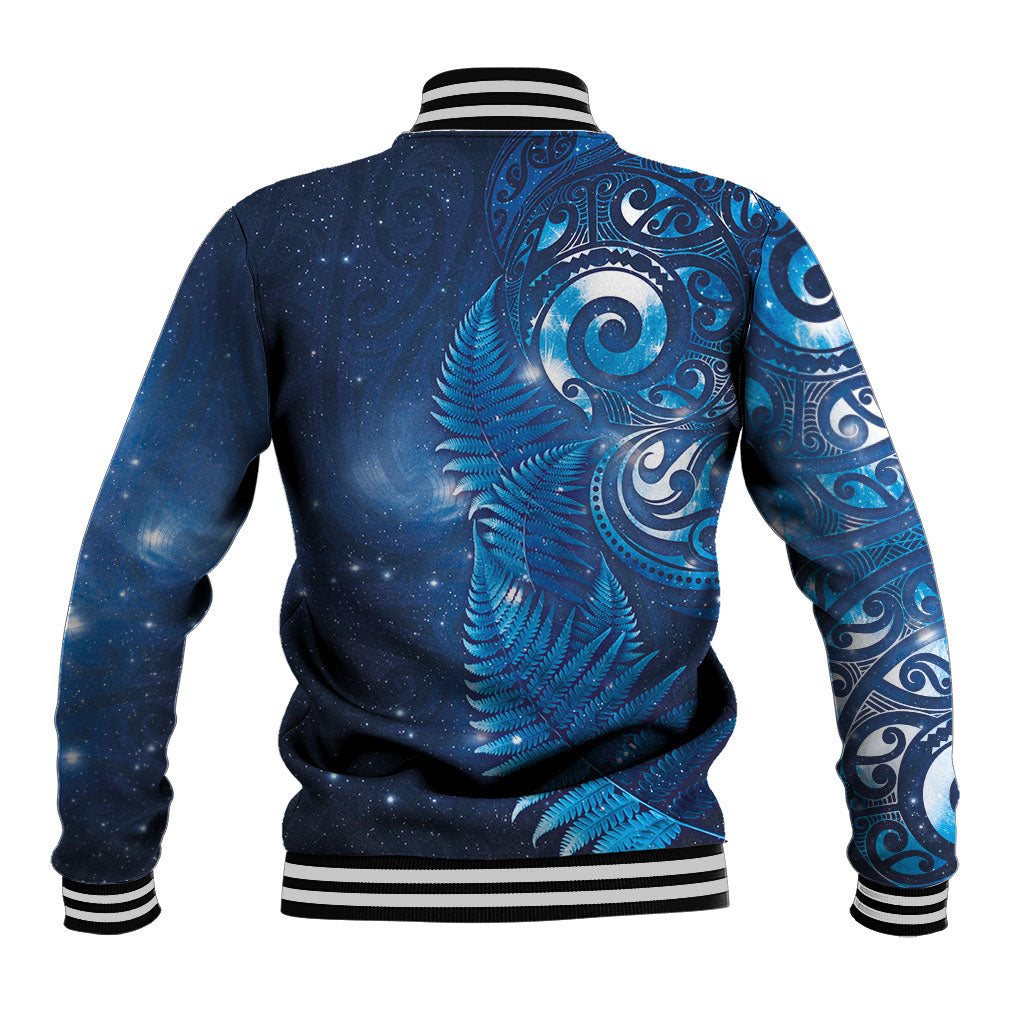 Aotearoa New Zealand New Year Baseball Jacket Tribal Koru Tattoo Blue Galaxy Maori Silver Fern LT03 - Polynesian Pride