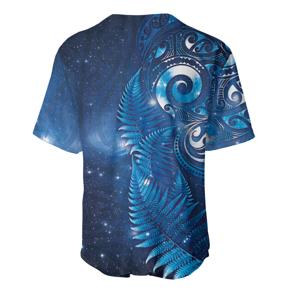Aotearoa New Zealand New Year Baseball Jersey Tribal Koru Tattoo Blue Galaxy Maori Silver Fern LT03 - Polynesian Pride