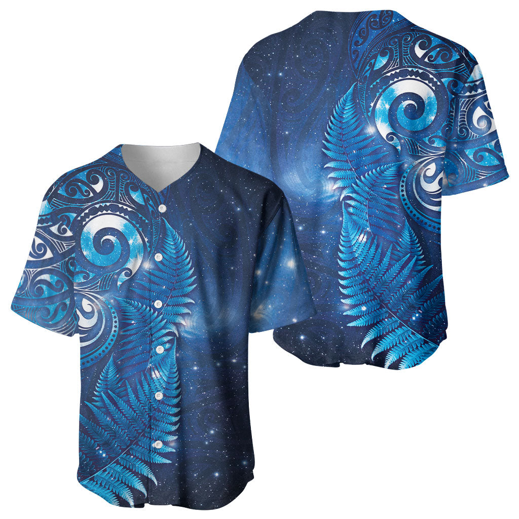 Aotearoa New Zealand New Year Baseball Jersey Tribal Koru Tattoo Blue Galaxy Maori Silver Fern LT03 - Polynesian Pride