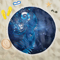 Aotearoa New Zealand New Year Beach Blanket Tribal Koru Tattoo Blue Galaxy Maori Silver Fern LT03 One Size 150cm Blue - Polynesian Pride
