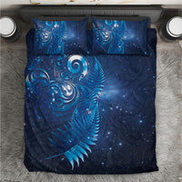 Aotearoa New Zealand New Year Bedding Set Tribal Koru Tattoo Blue Galaxy Maori Silver Fern LT03 Blue - Polynesian Pride