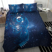 Aotearoa New Zealand New Year Bedding Set Tribal Koru Tattoo Blue Galaxy Maori Silver Fern LT03 - Polynesian Pride