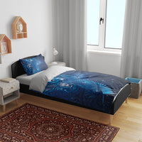 Aotearoa New Zealand New Year Bedding Set Tribal Koru Tattoo Blue Galaxy Maori Silver Fern LT03 - Polynesian Pride