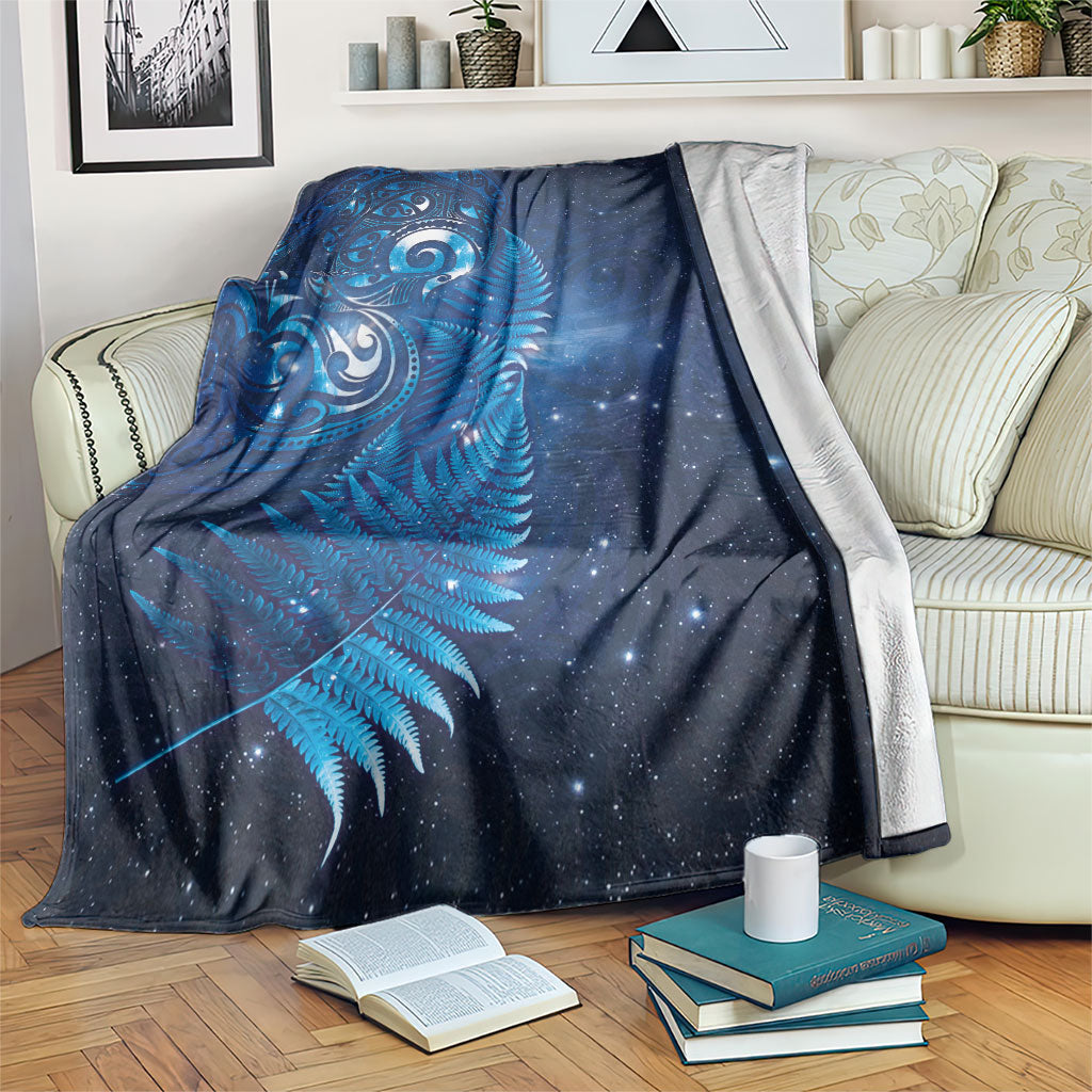 Aotearoa New Zealand New Year Blanket Tribal Koru Tattoo Blue Galaxy Maori Silver Fern LT03 Blue - Polynesian Pride