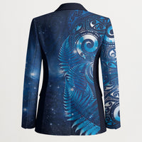 Aotearoa New Zealand New Year Blazer Tribal Koru Tattoo Blue Galaxy Maori Silver Fern LT03 - Polynesian Pride