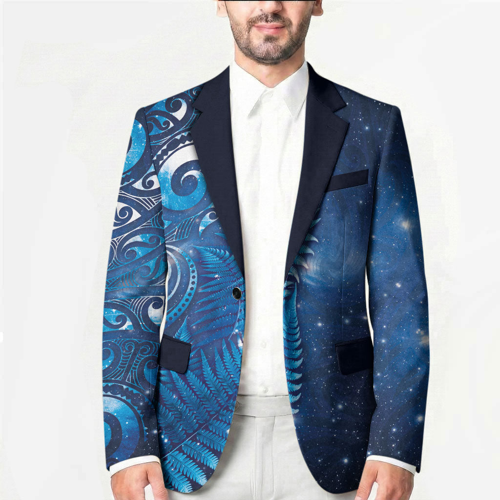 Aotearoa New Zealand New Year Blazer Tribal Koru Tattoo Blue Galaxy Maori Silver Fern LT03 - Polynesian Pride