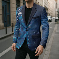 Aotearoa New Zealand New Year Blazer Tribal Koru Tattoo Blue Galaxy Maori Silver Fern LT03 - Polynesian Pride