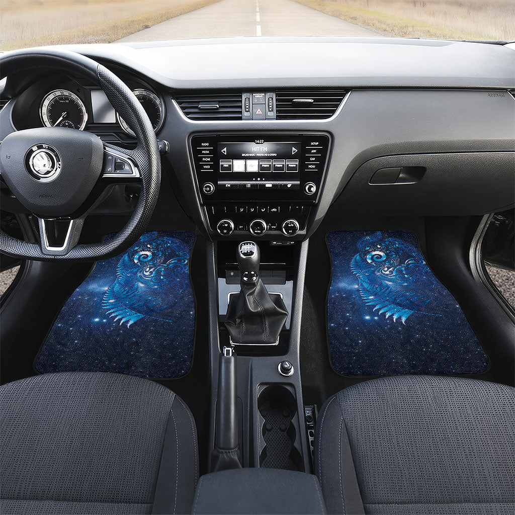 Aotearoa New Zealand New Year Car Mats Tribal Koru Tattoo Blue Galaxy Maori Silver Fern LT03 Set 2pcs - Front Blue - Polynesian Pride