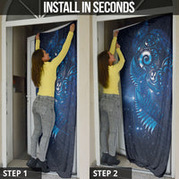 Aotearoa New Zealand New Year Door Cover Tribal Koru Tattoo Blue Galaxy Maori Silver Fern