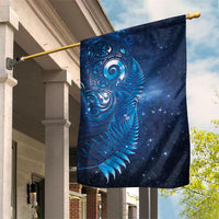 Aotearoa New Zealand New Year Garden Flag Tribal Koru Tattoo Blue Galaxy Maori Silver Fern