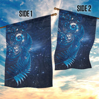 Aotearoa New Zealand New Year Garden Flag Tribal Koru Tattoo Blue Galaxy Maori Silver Fern