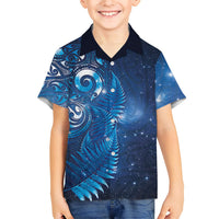 Aotearoa New Zealand New Year Hawaiian Shirt Tribal Koru Tattoo Blue Galaxy Maori Silver Fern