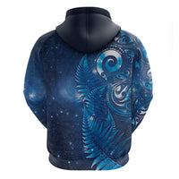 Aotearoa New Zealand New Year Hoodie Tribal Koru Tattoo Blue Galaxy Maori Silver Fern