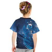 Aotearoa New Zealand New Year Kid T Shirt Tribal Koru Tattoo Blue Galaxy Maori Silver Fern