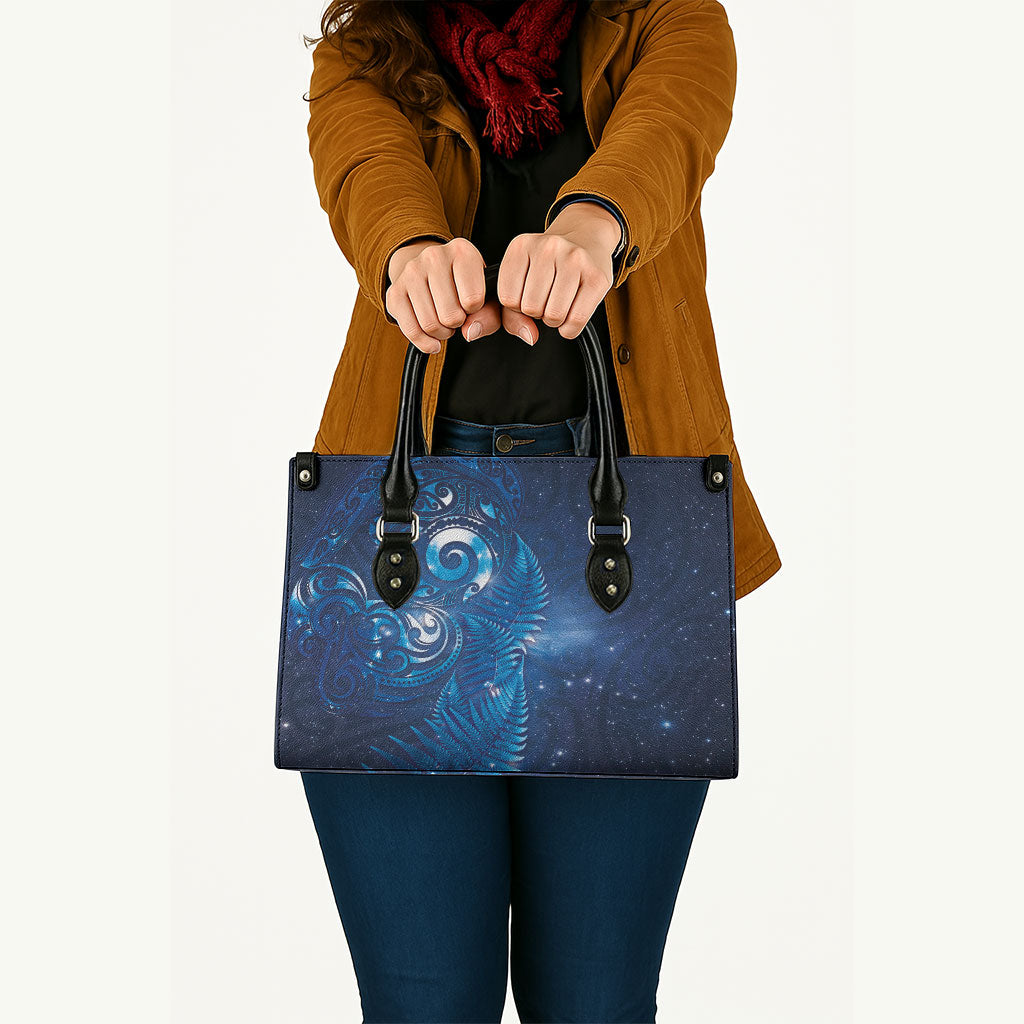 Aotearoa New Zealand New Year Leather Bag Tribal Koru Tattoo Blue Galaxy Maori Silver Fern LT03 - Polynesian Pride