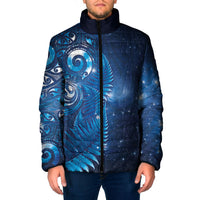 Aotearoa New Zealand New Year Padded Jacket Tribal Koru Tattoo Blue Galaxy Maori Silver Fern LT03 Men Blue - Polynesian Pride