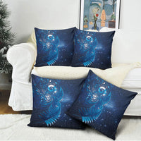 Aotearoa New Zealand New Year Pillow Cover Tribal Koru Tattoo Blue Galaxy Maori Silver Fern