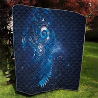 Aotearoa New Zealand New Year Quilt Tribal Koru Tattoo Blue Galaxy Maori Silver Fern LT03 - Polynesian Pride
