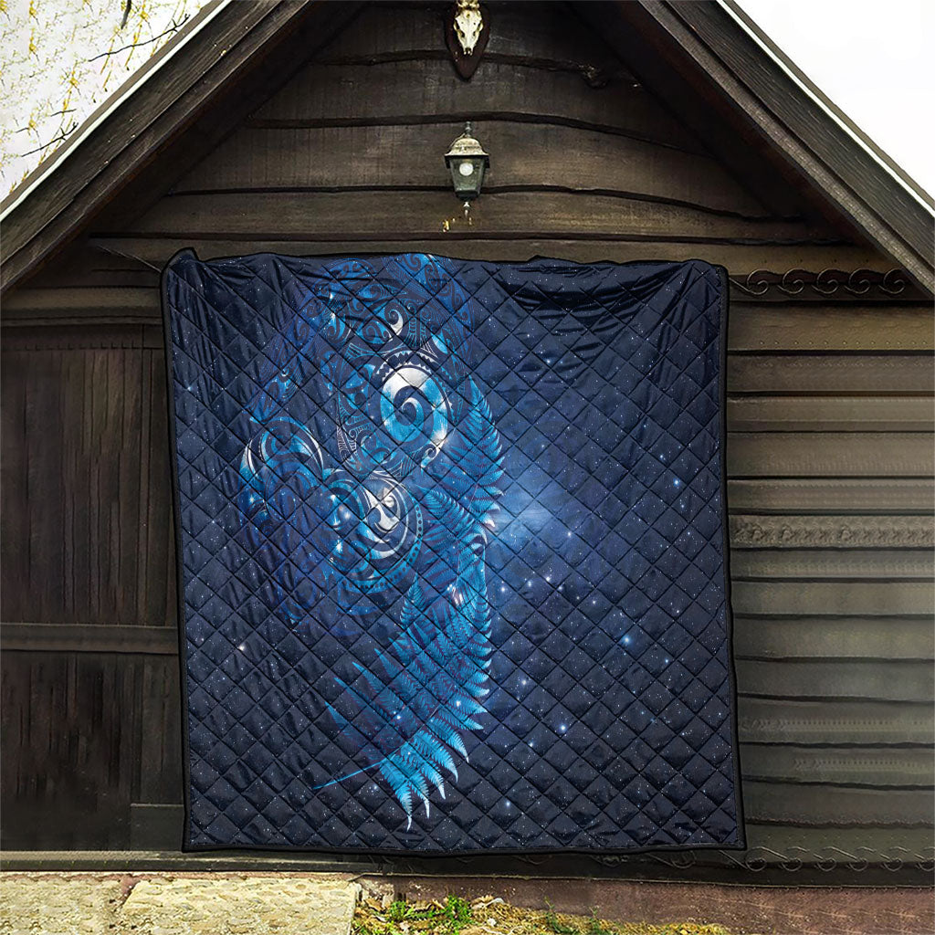Aotearoa New Zealand New Year Quilt Tribal Koru Tattoo Blue Galaxy Maori Silver Fern LT03 - Polynesian Pride