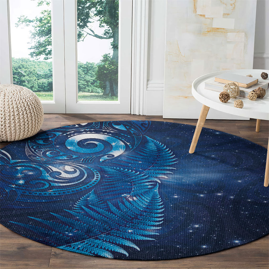 Aotearoa New Zealand New Year Round Carpet Tribal Koru Tattoo Blue Galaxy Maori Silver Fern LT03 - Polynesian Pride
