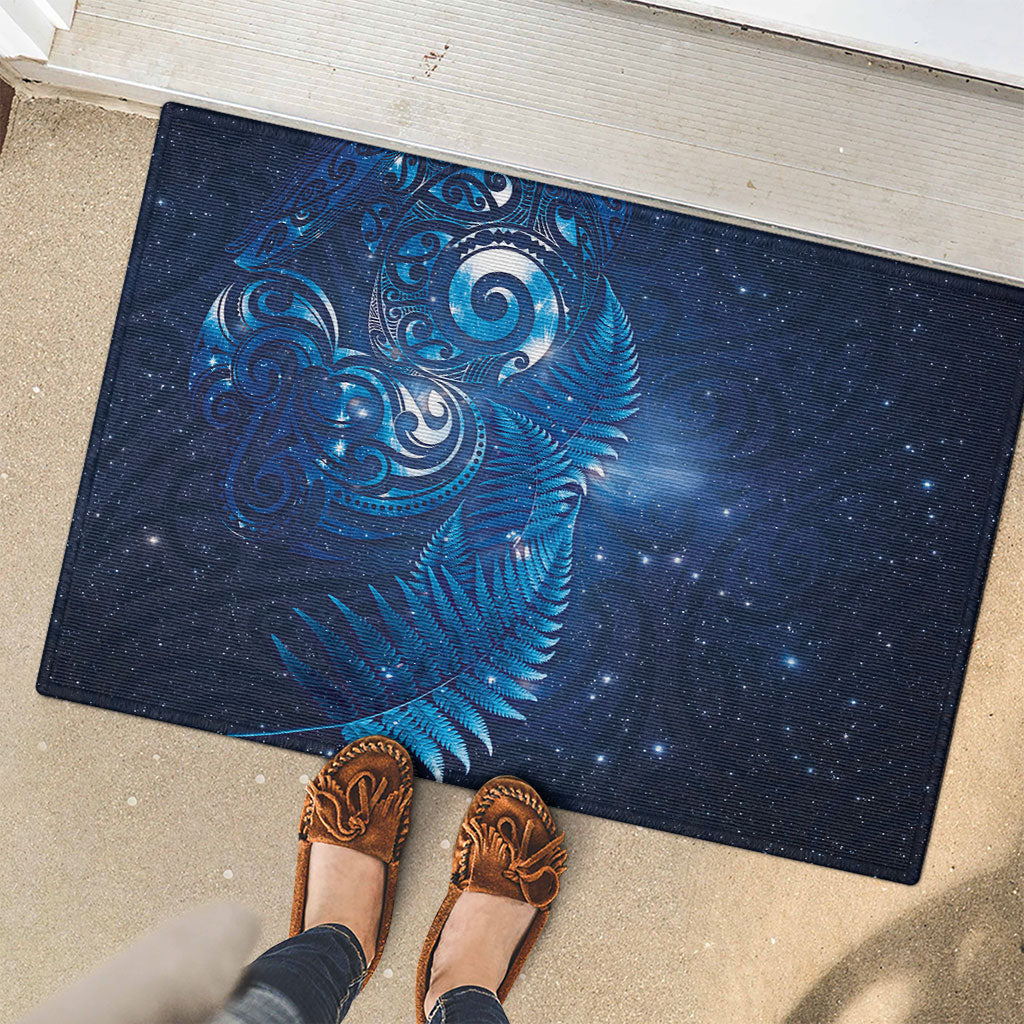 Aotearoa New Zealand New Year Rubber Doormat Tribal Koru Tattoo Blue Galaxy Maori Silver Fern LT03 - Polynesian Pride
